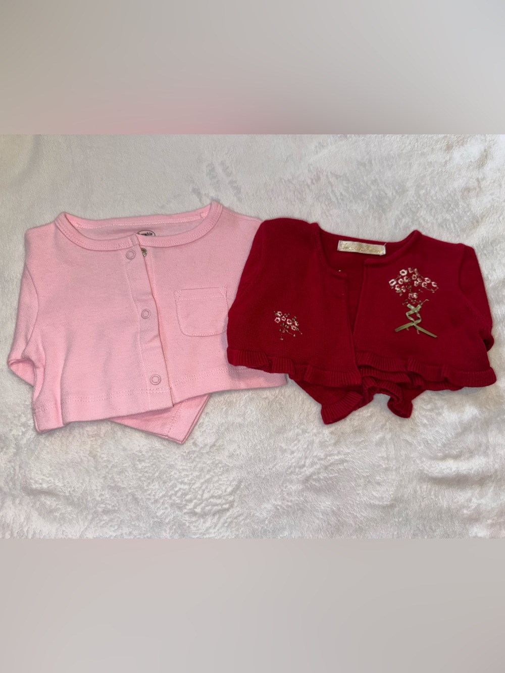 Pink and Red Girls Knit Cardigan Set size 9-12 months
